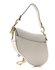 Grained Calfskin Saddle Bag White
