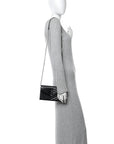 Grain De Poudre Matelasse Chevron Monogram Envelope Chain Wallet Black