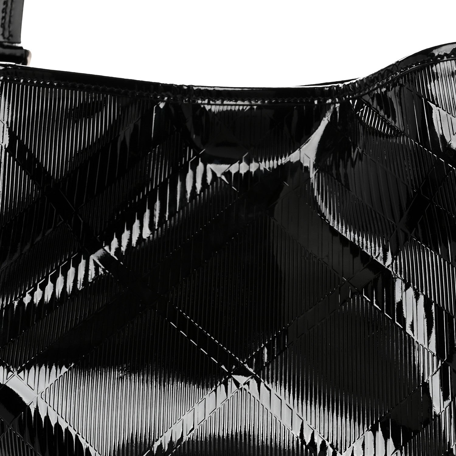 Patent Check Embossed Small Bilmore Tote Black