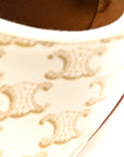 Canvas Calfskin Mini Ava Triomphe Shoulder Bag White