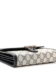 GG Supreme Monogram Textured Dollar Calfskin Mini Dionysus Chain Wallet Beige Blue