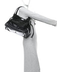 Patent Check Embossed Small Bilmore Tote Black