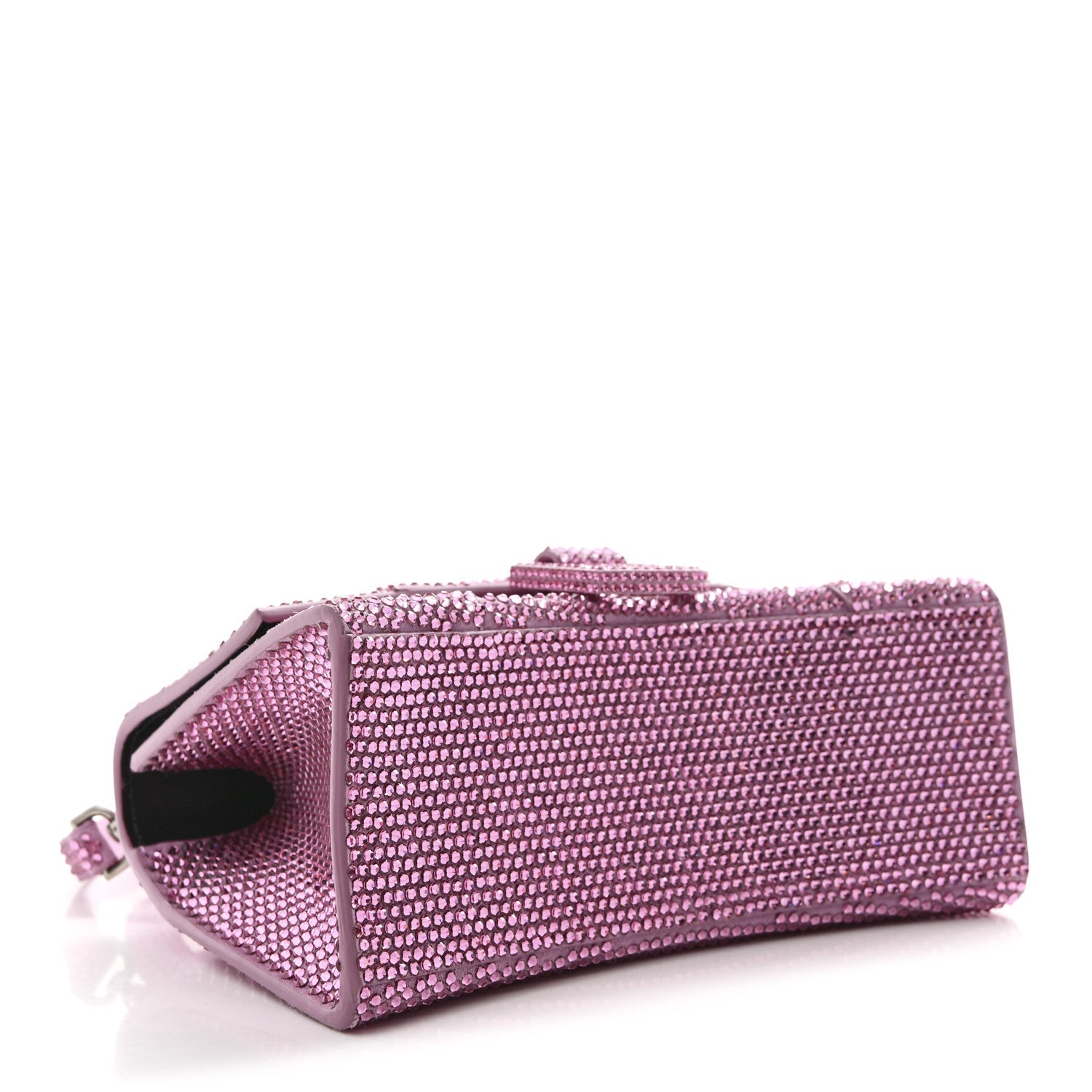 Strass Suede Hourglass Top Handle Bag XS Pink