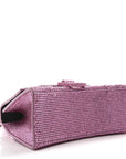 Strass Suede Hourglass Top Handle Bag XS Pink