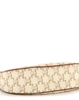 Canvas Calfskin Ava Triomphe Shoulder Bag White