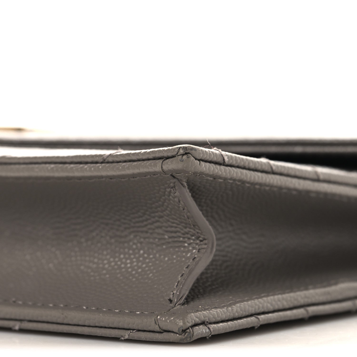 Grain De Poudre Matelasse Chevron Monogram Envelope Chain Wallet Fog