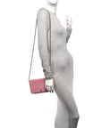 Lambskin Quilted CC Crossing Wallet On Chain WOC Pink