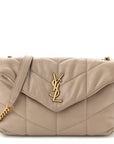 Lambskin Quilted Toy Loulou Puffer Monogram Chain Satchel Nude Powder