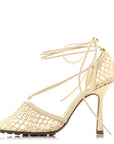Mesh Nappa Stretch Ankle Tie Sandals 36 Toile