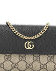 Dollar Calfskin GG Supreme Monogram Petite GG Marmont Wallet Chain Bag Black Beige Ebony