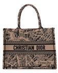 Canvas Embroidered Medium Plan De Paris Book Tote Beige Multi