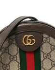 GG Supreme Monogram Web Mini Ophidia Round Shoulder Bag Brown