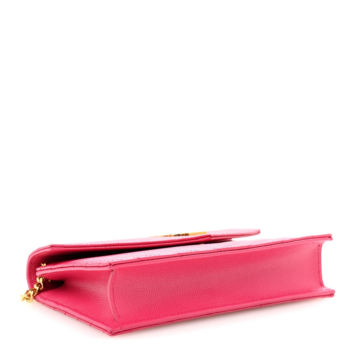 Grain De Poudre Matelasse Chevron Monogram Envelope Chain Wallet Fresh Fuchsia