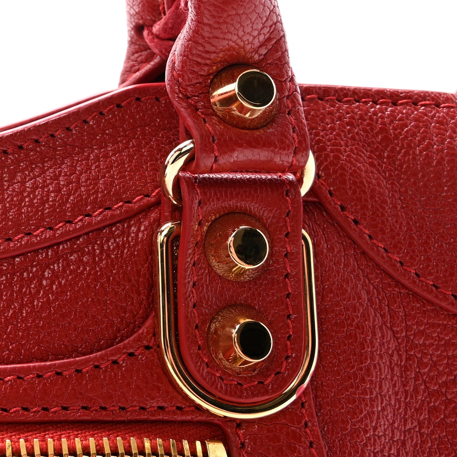 Chevre Gold Metallic Edge Hardware Mini City Rouge Groseille