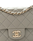 Lambskin Quilted Mini Rectangular Flap Grey
