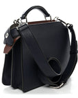 Cuoio Romano Vitello Cover Glazed Fabric Bi-Color FF 1974 Mini Peekaboo I SEE U Satchel Blue Dark Brown Tobacco Moro