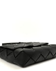 Grained Calfskin Intreccio Small Diago Crossbody Bag Black