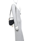 Grained Calfskin Mini Saddle Bag With Strap Black