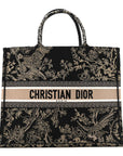 Canvas Embroidered Large Ornamental Cornely Book Tote Black Beige