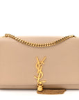 Smooth Calfskin Medium Classic Monogram Kate Tassel Satchel Nude Powder