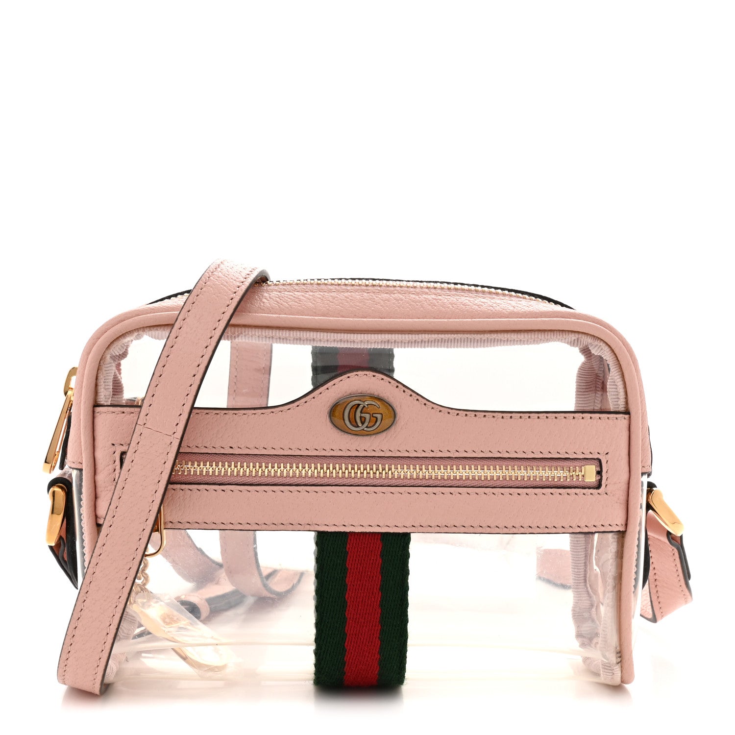 Vinyl Web Mini Ophidia Transparent Shoulder Bag Perfect Pink