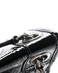 Patent Crocodile Embossed Lambskin Monogram Medium Niki Chain Satchel Black