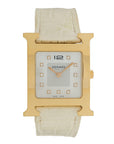 Stainless Steel Alligator Diamond Mother of Pearl 26mm Heure H Hour Quartz Watch Blanc