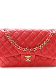 Lambskin Quilted Jumbo Double Flap Red