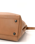 Vitello Seta Shiny Nappa Elaphe Medium Peekaboo Iconic Satchel Latte Blue