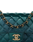 Shaded Patent Calfskin Quilted Mini Rectangular Flap Green Blue