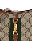 GG Supreme Monogram Azalea Calfskin Web Mini Jackie 1961 Hobo Beige Ebony Brown Sugar