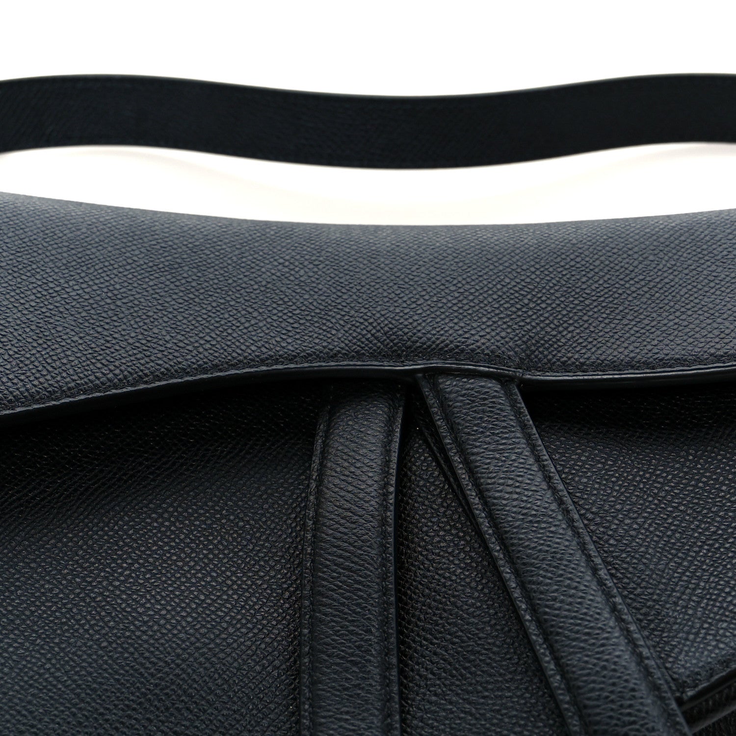 Grained Calfskin Saddle Bag Black