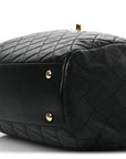 Lambskin Quilted Drawstring Bag Black