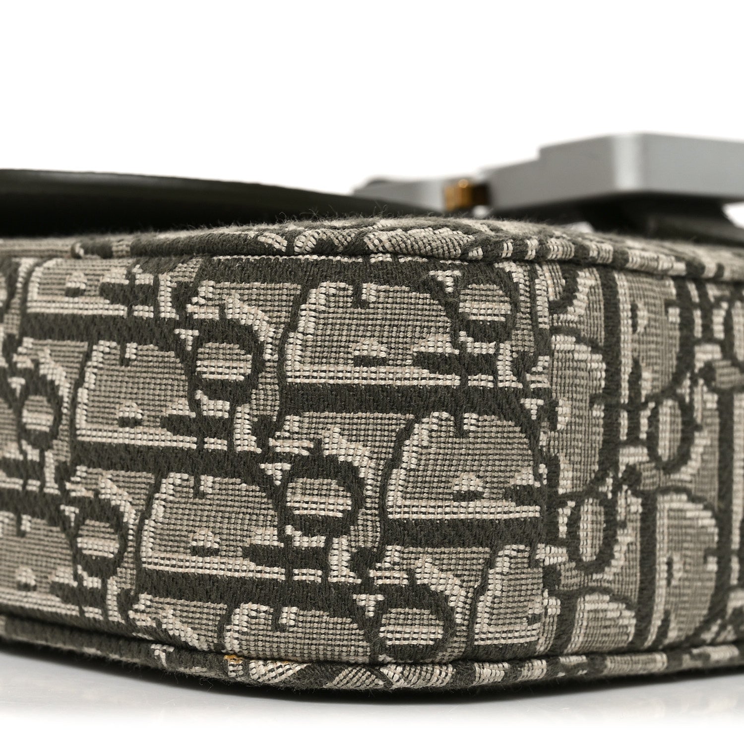 Oblique Jacquard Grained Calfskin Small Saddle Messenger Bag With Flap Green