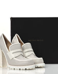 Calfskin Loafer Pumps 39.5 Mist Bianco