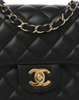 Lambskin Quilted Mini Square Flap Black