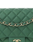 Metallic Caviar Quilted Jumbo Double Flap Green