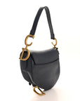 Grained Calfskin Saddle Bag Navy