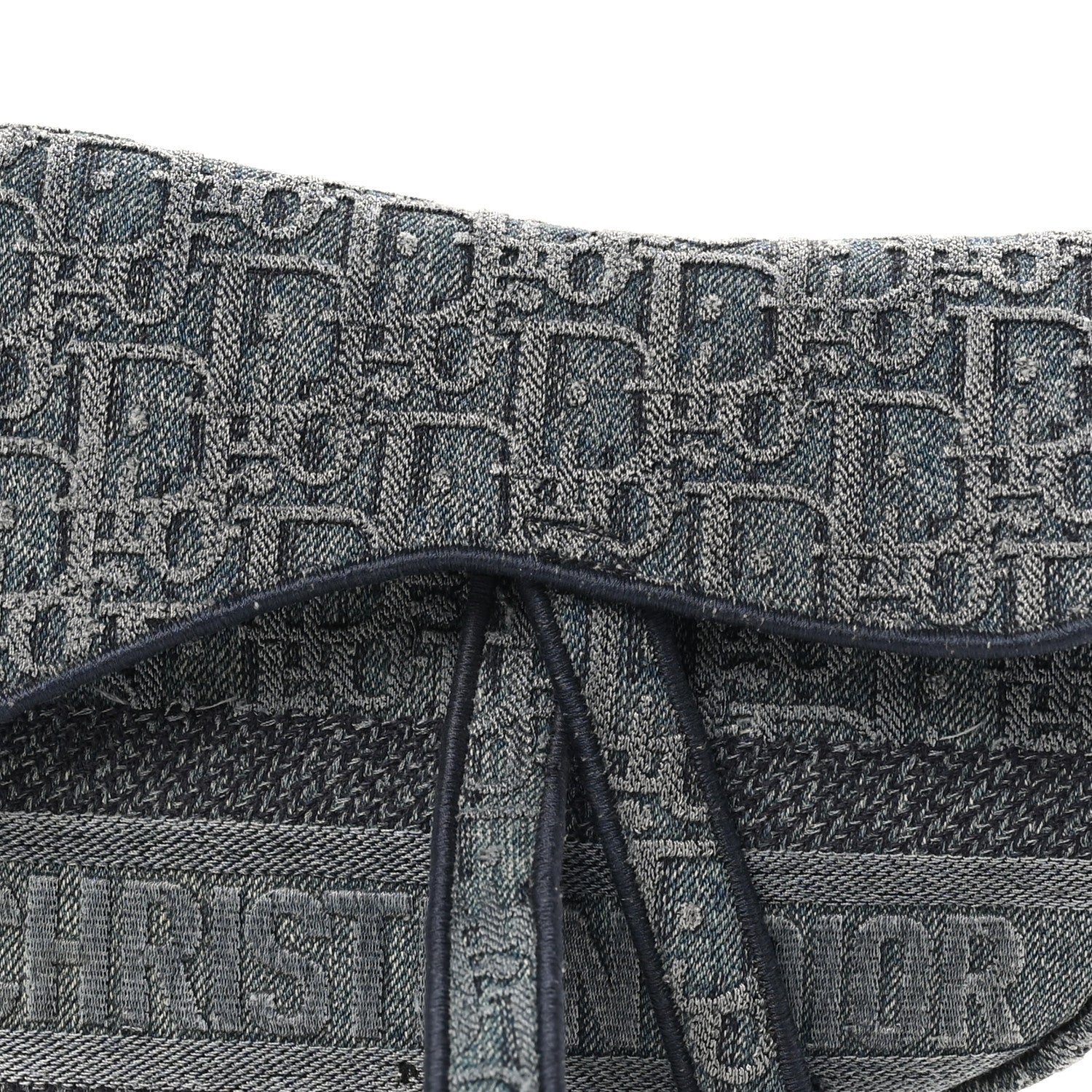 Oblique Embroidered Saddle Bag Denim Blue