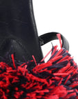 Calfskin Pom Slide Sandals 36 Navy Red