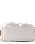 Shiny Lambskin Quilted Trendy Pockets Hobo White
