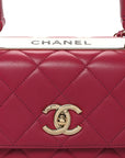 Lambskin Quilted Small Trendy CC Flap Dual Handle Bag Dark Pink