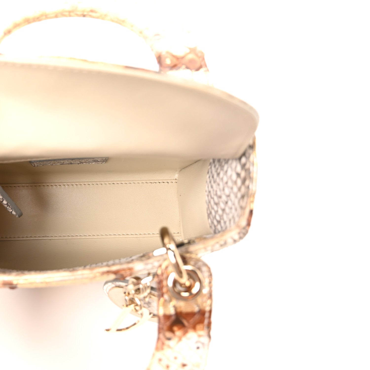 Snakeskin Mini Lady D1OR Beige Gold
