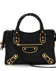 Chevre Gold Metallic Edge Hardware Mini City Black