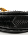 Snakeskin Medium Classic Box Flap Bag Black