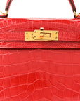 Shiny Alligator Horseshoe Mini Kelly Sellier 20 Rouge de Coeur Rose Mexico