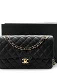 Caviar Quilted Medium Double Flap Black