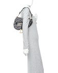 Oblique Embroidered Saddle Bag Blue