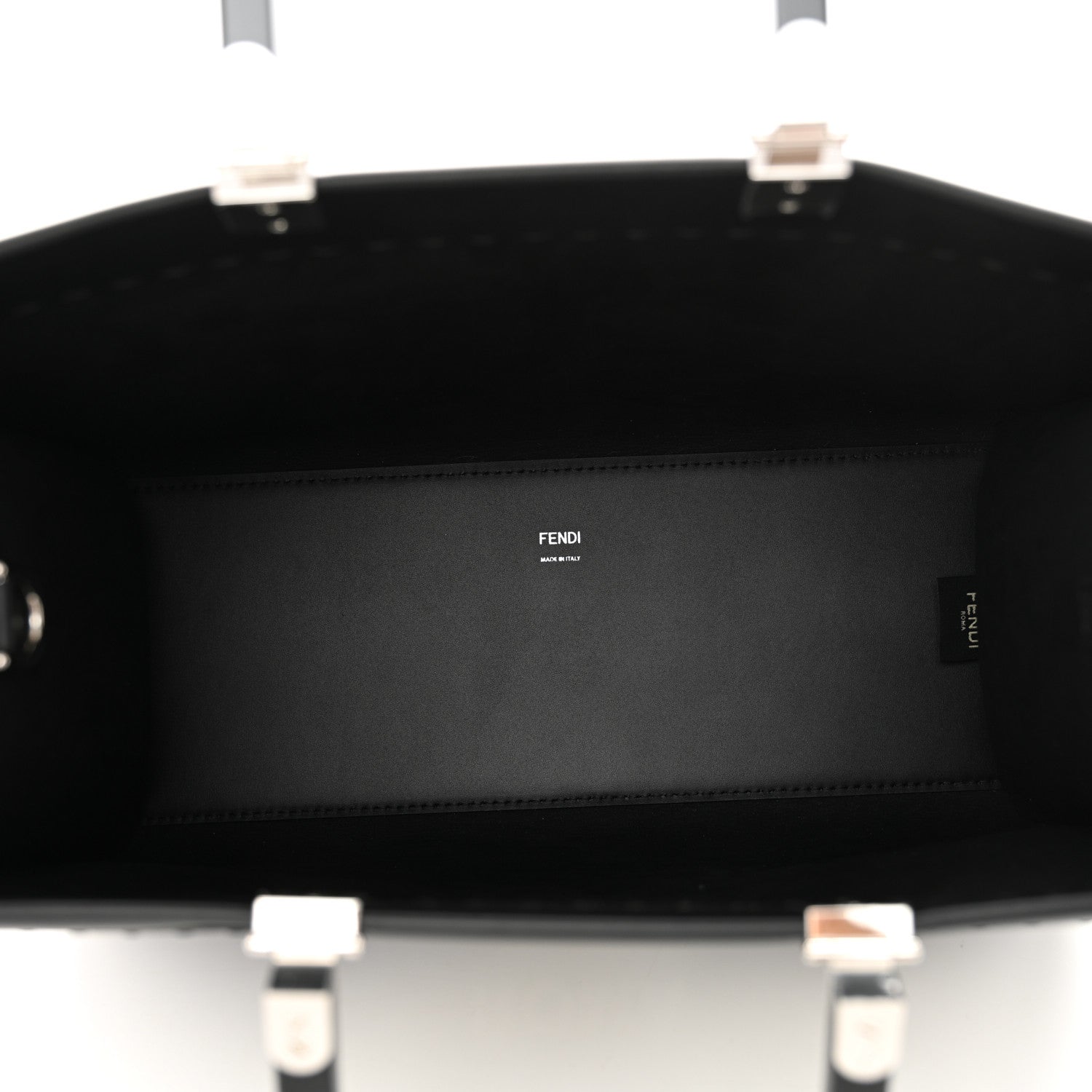 Vitello King Plexiglass Medium FNDI Sunshine Shopper Tote Black White