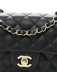 Lambskin Quilted Mini Rectangular Flap Black